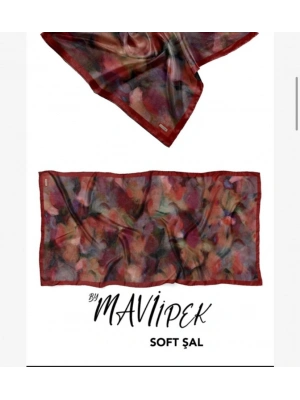 Mavi İpek Soft Pamuk Şal Bordo Serisi D4