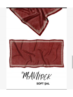 Mavi İpek Soft Pamuk Şal Bordo Serisi D6