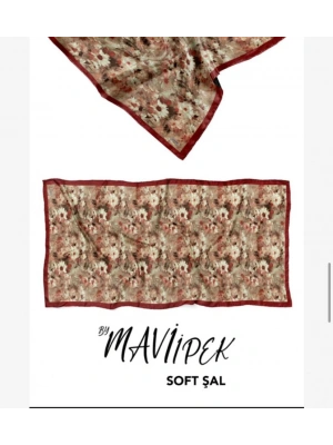 Mavi İpek Soft Pamuk Şal Bordo Serisi D7