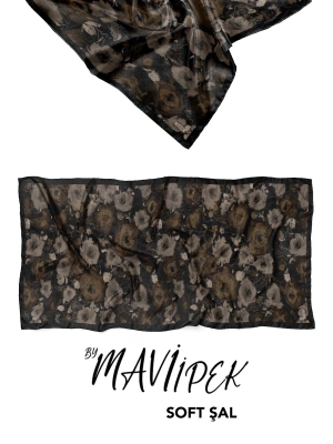 Mavi İpek Soft Pamuk Şal Desen 1 D1