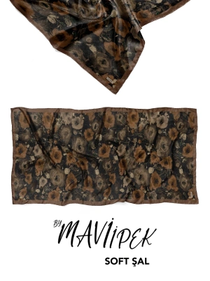 Mavi İpek Soft Pamuk Şal Desen 1 D11