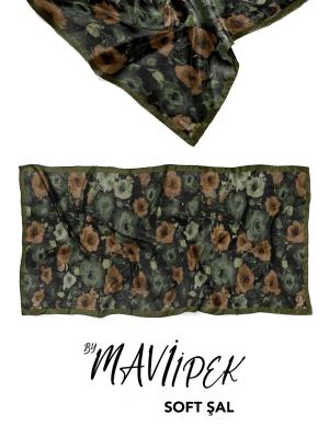 Mavi İpek Soft Pamuk Şal Desen 1 D12