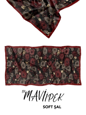 Mavi İpek Soft Pamuk Şal Desen 1 D2