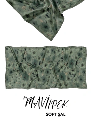 Mavi İpek Soft Pamuk Şal Desen 1 D9