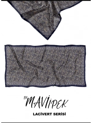 Mavi İpek Soft Pamuk Şal Lacivert Serisi D10