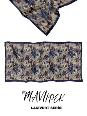 Mavi İpek Soft Pamuk Şal Lacivert Serisi D11