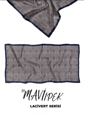 Mavi İpek Soft Pamuk Şal Lacivert Serisi D12