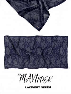 Mavi İpek Soft Pamuk Şal Lacivert Serisi D2
