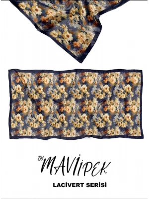 Mavi İpek Soft Pamuk Şal Lacivert Serisi D3