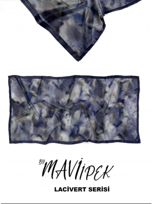 Mavi İpek Soft Pamuk Şal Lacivert Serisi D4