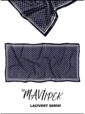 Mavi İpek Soft Pamuk Şal Lacivert Serisi D8