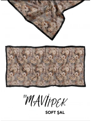 Mavi İpek Soft Pamuk Şal Siyah Serisi D3