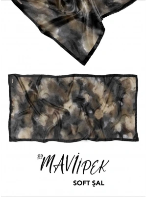 Mavi İpek Soft Pamuk Şal Siyah Serisi D6