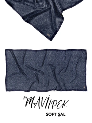 Mavi İpek Soft Pamuklu Şal Desen 2 D13