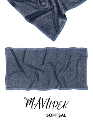 Mavi İpek Soft Pamuklu Şal Desen 2 D6