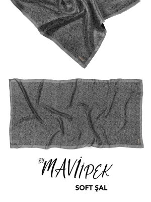 Mavi İpek Soft Pamuklu Şal Desen 2 D7