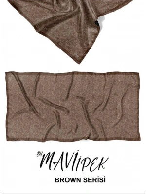 Mavi İpek Soft Pamuklu Şal Kahve Serisi D10