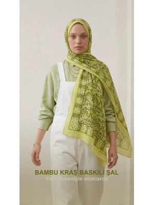 Şehri Şal Bambu Kraş Şal 6371 Yeşil