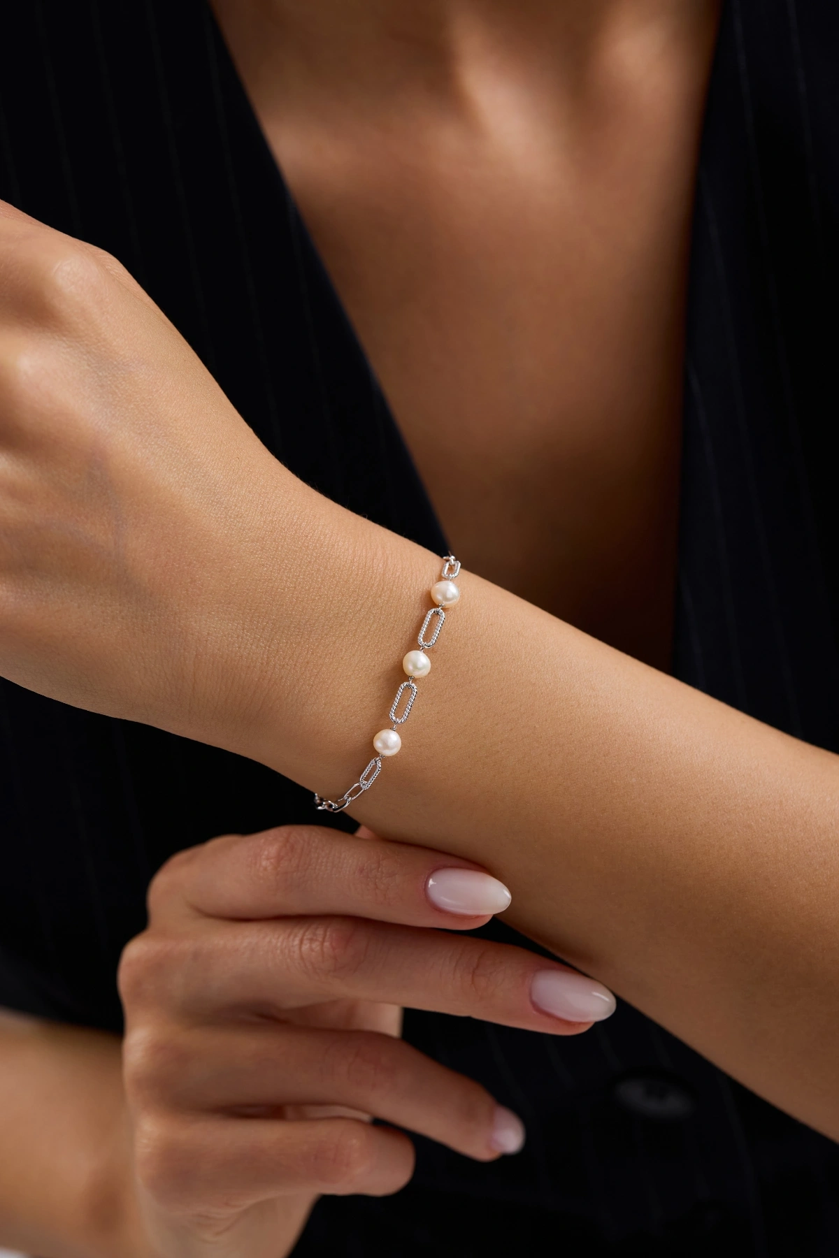 925 Ayar Gümüş Pearl Station Bileklik