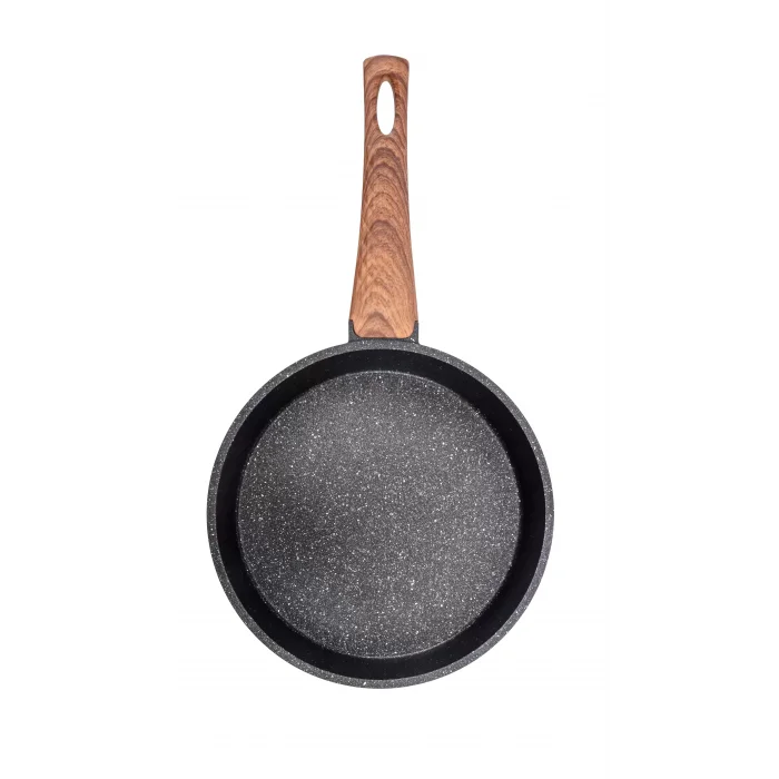 24 cm Febern Premium Bio Granit Alüminyum Döküm Nisch Tava (Siyah-Koyu Ahşap Kulp)