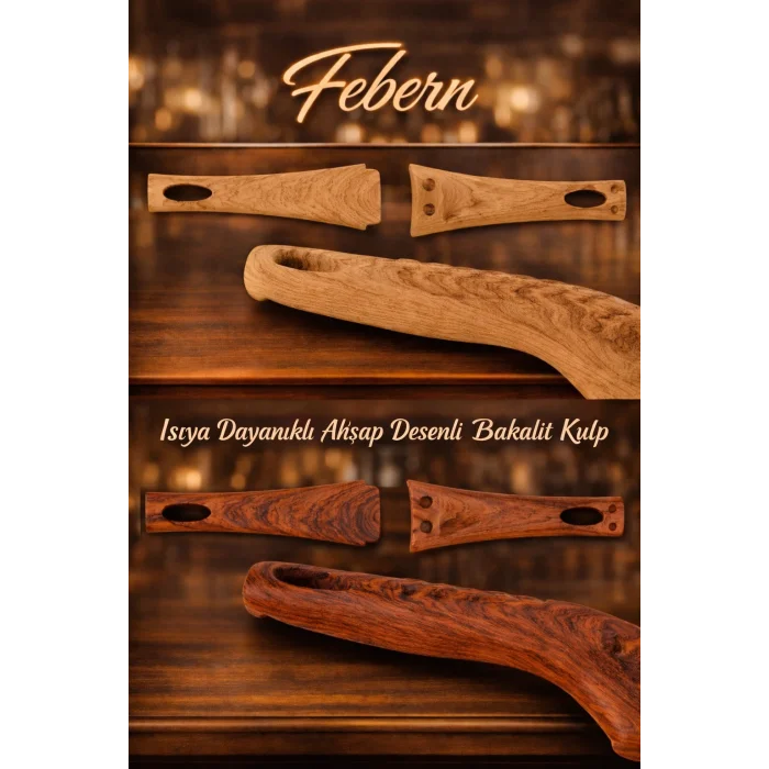 24 cm Febern Premium Bio Granit Alüminyum Döküm Nisch Tava (Siyah-Koyu Ahşap Kulp)