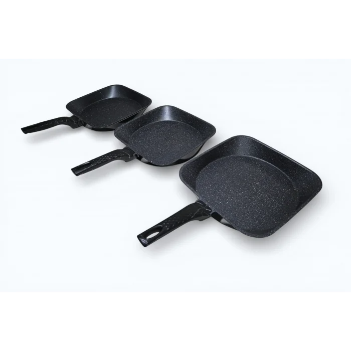 Febern Premium Bio Granit Alüminyum Döküm Nar Tava Set - Black/Silver Edition