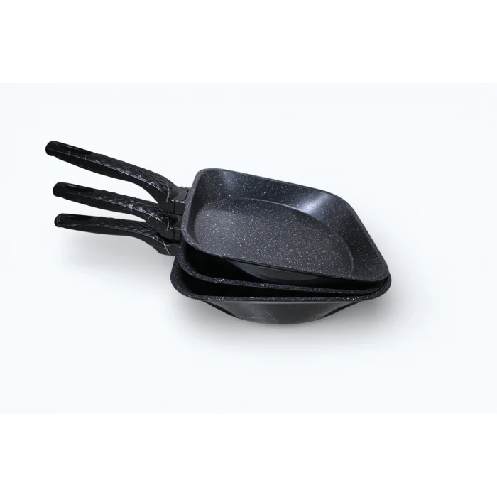 Febern Premium Bio Granit Alüminyum Döküm Nar Tava Set - Black/Silver Edition