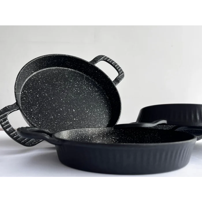 Febern Premium Bio Granit Alüminyum Döküm Nisch Sahan Seti Siyah