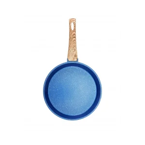 26 cm Febern Premium Bio Granit Alüminyum Döküm Nisch Tava (Klasik Mavi-Açık Ahşap Kulp)