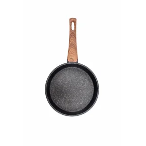 26 cm Febern Premium Bio Granit Alüminyum Döküm Nisch Tava (Siyah-Koyu Ahşap Kulp)