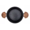 Febern Premium Bio Granit Alüminyum Döküm Nisch Tencere Seti (Siyah-Koyu Ahşap Kulp)