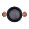 24 cm Febern Premium Bio Granit Alüminyum Döküm Nisch Tencere (Siyah-Koyu Ahşap Kulp)