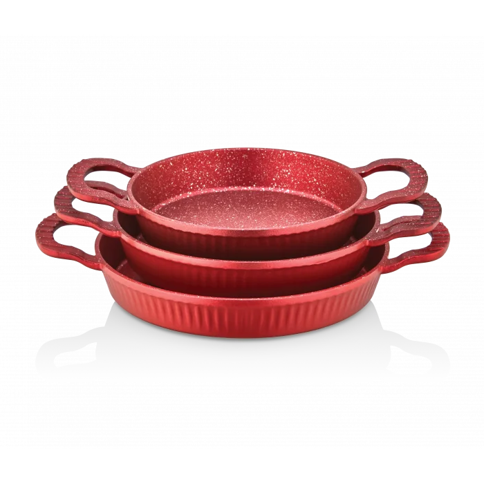 Febern Premium Bio Granit Alüminyum Döküm Nisch Sahan Seti Kırmızı