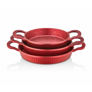 Febern Premium Bio Granit Alüminyum Döküm Nisch Sahan Seti Kırmızı