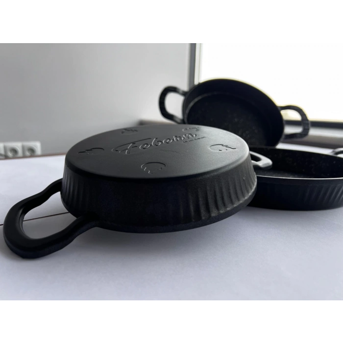 Febern Premium Bio Granit Alüminyum Döküm Nisch Sahan Seti Siyah