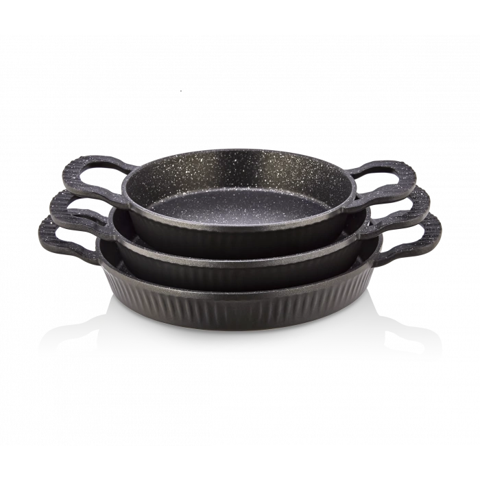 Febern Premium Bio Granit Alüminyum Döküm Nisch Sahan Seti Siyah