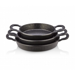 Febern Premium Bio Granit Alüminyum Döküm Nisch Sahan Seti Siyah