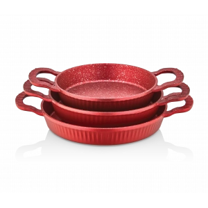 Febern Premium Bio Granit Alüminyum Döküm Nisch Sahan Seti Kırmızı