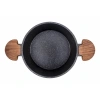 Febern Premium Bio Granit Alüminyum Döküm Nisch Tencere Seti (Siyah-Koyu Ahşap Kulp)