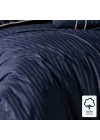 Pinstripe Blue Çift Kişilik Deluxe Saten Pamuk Nevresim Takımı