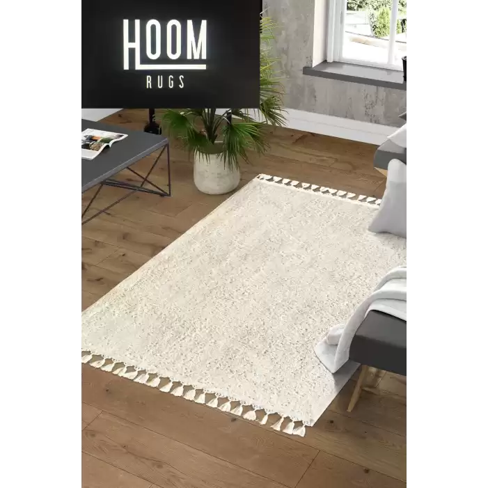Hoom Rugs Tğr Cool Krem Peluş Yıkanabilir Halı