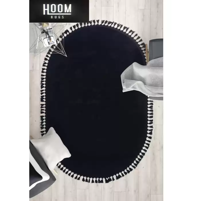 Hoom Rugs Tğr Cool Siyah Peluş Yıkanabilir Halı