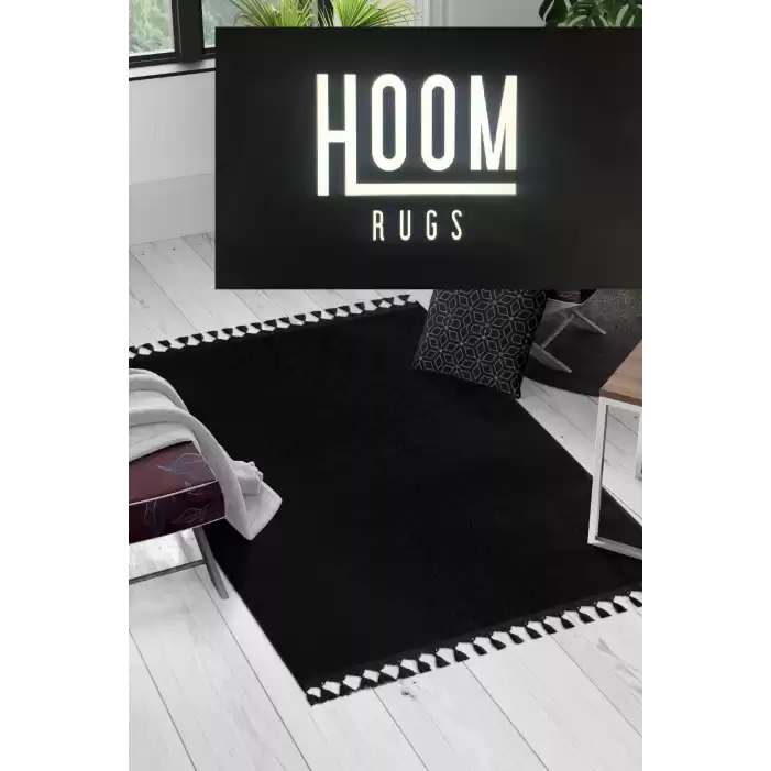 Hoom Rugs Tğr Cool Siyah Peluş Yıkanabilir Halı