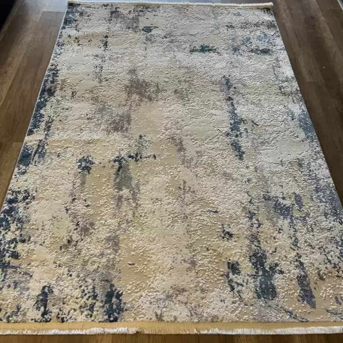 İpek Halı Burgaz 2621 A Krem Mavi Modern Salon Halısı