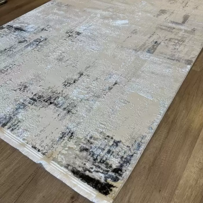 İpek Halı Sihir 17354 Beyaz Gri Modern Salon Halısı