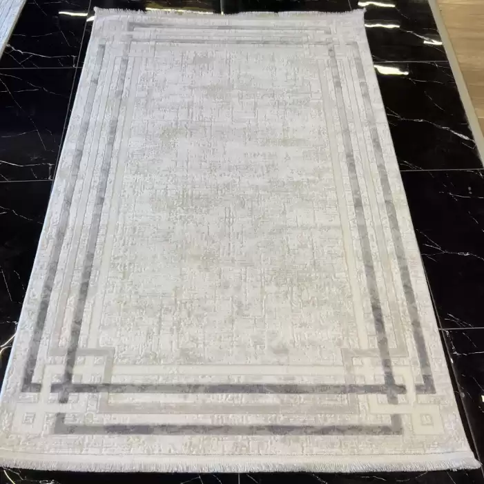 Luxess Halı Dekor 1055 Gri Çerçeveli Modern Salon Halısı
