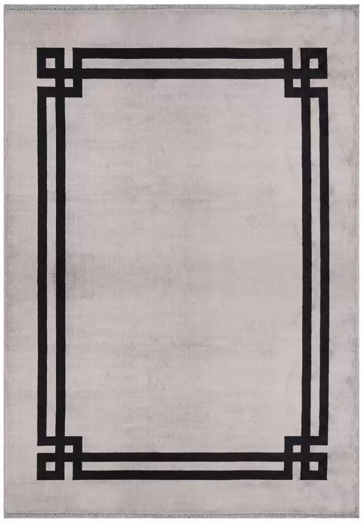 Hoom Rugs York 201 Gri Çerçeveli Modern Salon Halısı