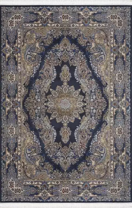 Artemis Halı Silk 5156 A Kemik Lacivert İpekli Salon Halısı