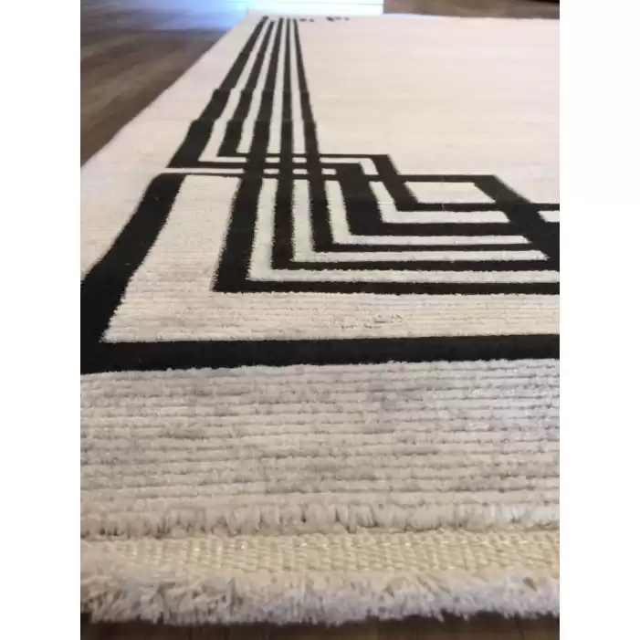 İpek Halı Erva 18116 Açık Gri Çerçeveli Modern Salon Halısı