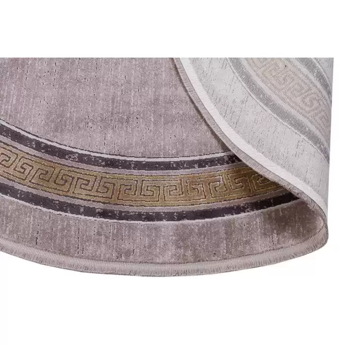 Hoom Rugs Rome 8715 Gri Gold Saçaklı Daire Halı